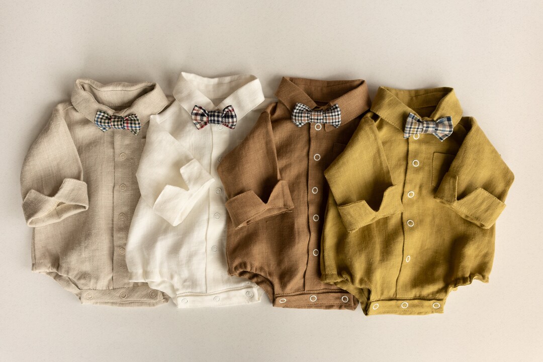 Baby Boy Linen Shirt, Baby Linen Outfit for Boy, Linen Unisex Baby