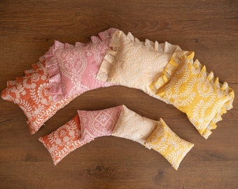 Newborn Photo Pillow with Ruffles in Boho Style, Newborn Large Pillow Photography, Newborn Posing Pillow Photo, Newborn Photography Prop