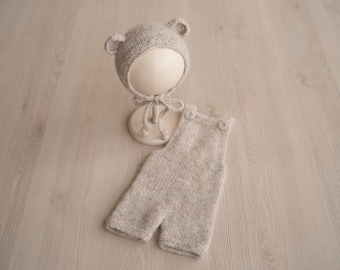 Newborn Knit Bear Hat for Newborn Photography Outfit, Newborn Teddy Bear Hat, Baby Bear Knitting Hat, Newborn Knit Outfit, Baby Shower Gift