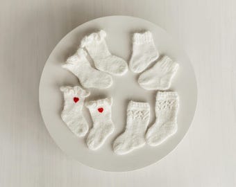 Angora Wool Baby Stockings – Knit Socks for Newborn Girls in Different Designs