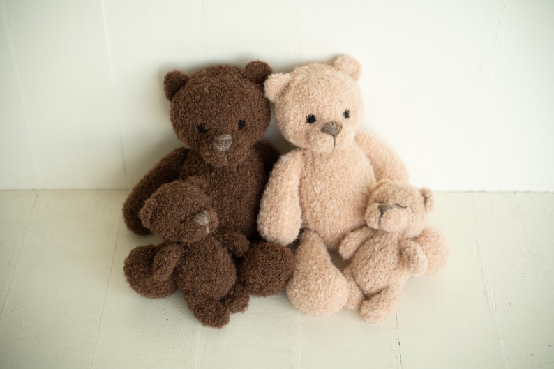 Ours en peluche pour nouveau-né en tricot bouclé, bébé ours au crochet, accessoire de photographie pour nouveau-né, ours en peluche pour nouveau-né, ours en peluche bouclé image 9
