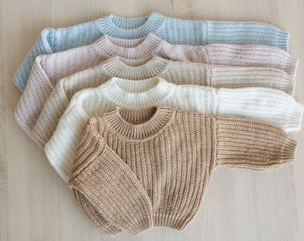 Baby Knit Chunky Sweater Outfit, Newborn Coming Home Outfit, Unisex Baby Knitted Sweater, Newborn Knitted Outfit, Newborn Photography Outfit