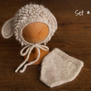 Newborn Sheep Outfit,Newborn Knitted outfit,Newborn Photography prop,Newborn Felt Sheep Toy,First Birthday Outfit,Newborn Coming Home Outfit image 5