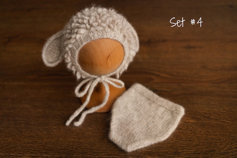 Newborn Sheep Outfit,Newborn Knitted outfit,Newborn Photography prop,Newborn Felt Sheep Toy,First Birthday Outfit,Newborn Coming Home Outfit image 5