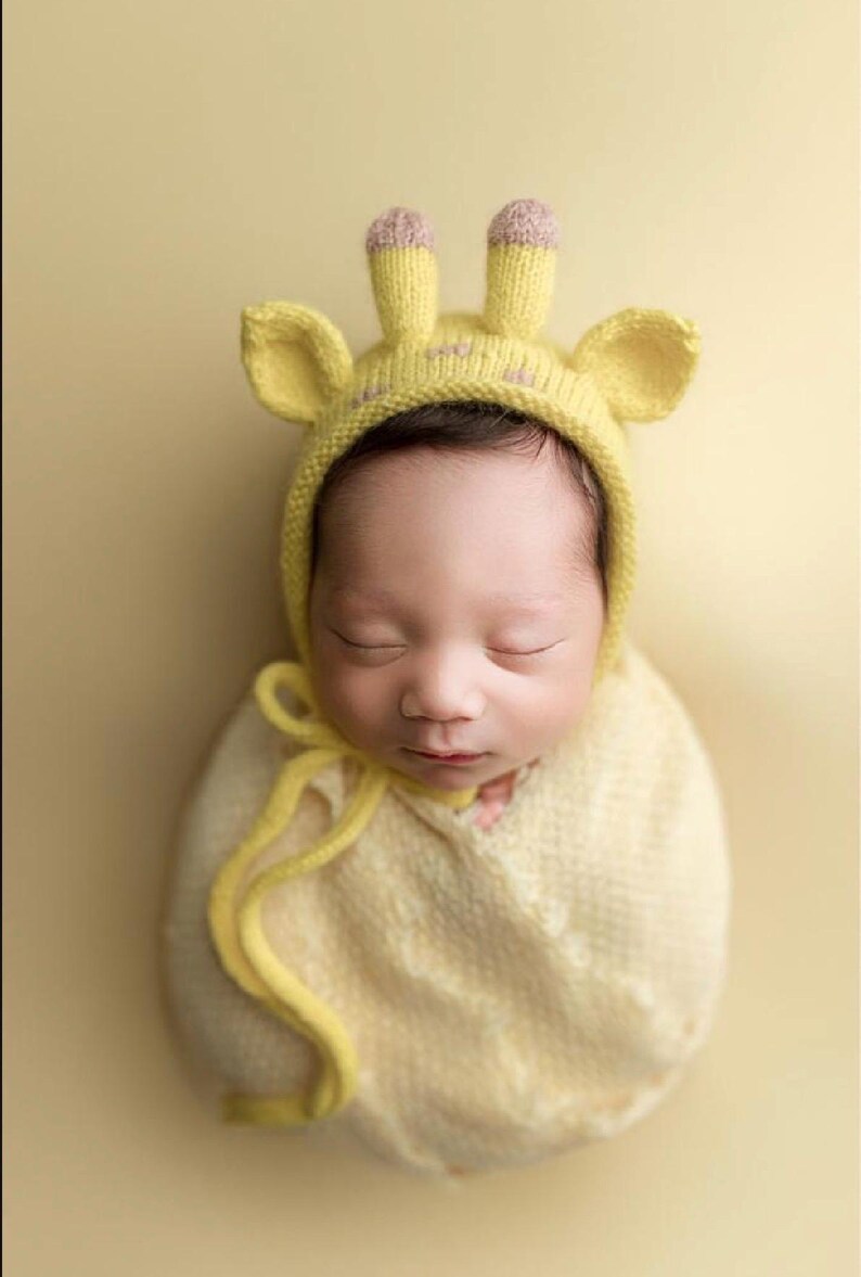 Newborn Animal Hat with Toy, Newborn Knitted Outfit, Newborn Animal Outfit, Newborn Photography Props, Newborn Giraffe Outfit, Newborn Panda image 11
