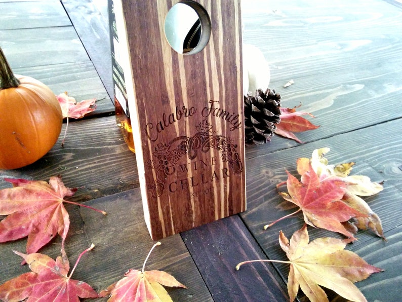 Custom handmade for family weddings Christmas birthdays Family name wine cellar rustic floating whiskey wine rack bottle holder