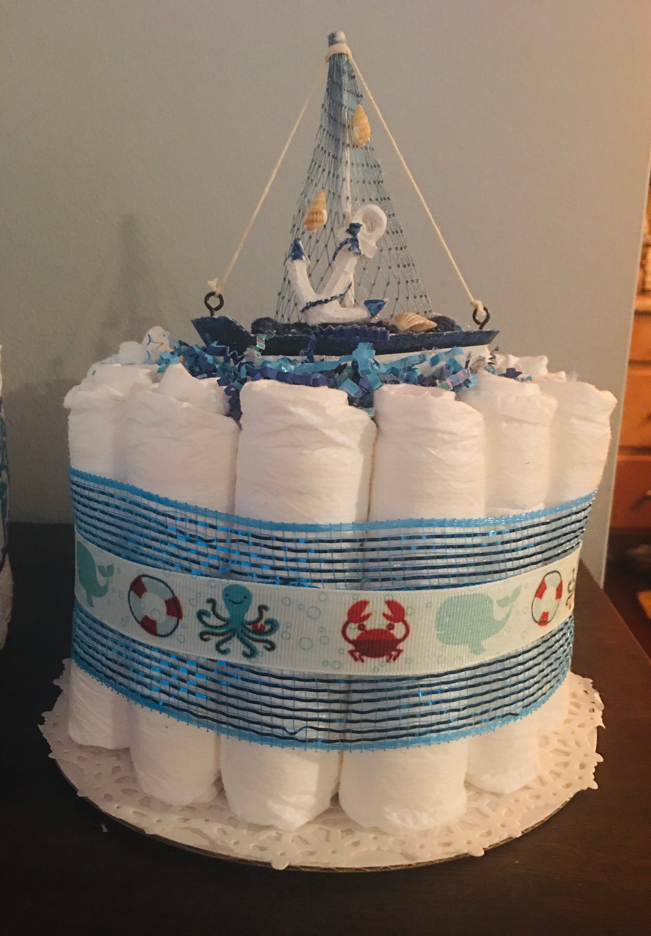 Nautical themed diaper cake | Etsy