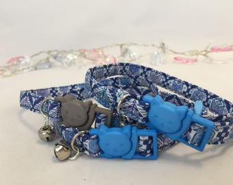 Liberty of London Blue Boys Cat Kitten Collar | Adjustable Breakaway Collar |