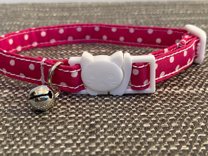 Pink Cat Collar Kitten Collar Cerise Cat Collar Spotty Etsy