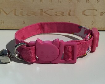 Pink Unicorn Cat Collar | Handmade Adjustable Breakaway Kitten Collar