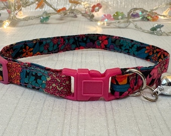 Liberty London Cat Collar | Floral Kitten Collar, Adjustable Breakaway | Reflective optional