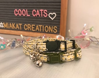 Ditsy floral flower Cat Kitten Collar | Adjustable Cat Collar | Safety Breakaway Collar | reflective option