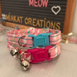 Girls Cat Collar | Kitten Collar | Pink Cat Collar | Safety Cat Collar | Stripey Cat Collar | Collar with Bell