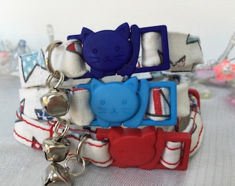 Handmade Fabric Cat Collar with Bell | Breakaway Safety Collar