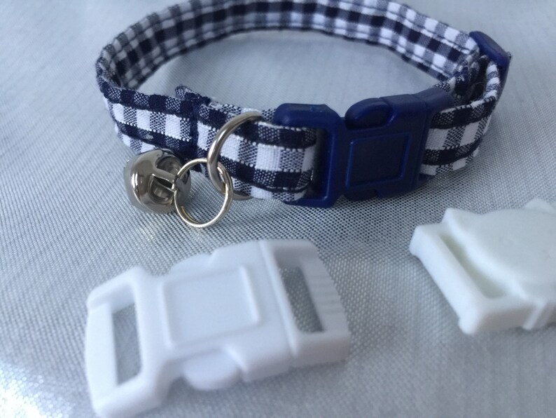 Boys Cat Collar Kitten Collar Blue Cat Collar Gingham Etsy