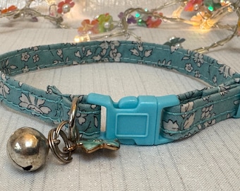 Liberty of London Cat Collar | Blue Floral, Breakaway, Adjustable | reflective optional