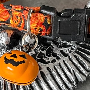 Halloween-kattenhalsband: pompoenbedel, veiligheidskatjekraag