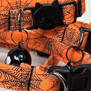 Halloween Cat Collar | Orange Spiderweb, Breakaway Kitten Collar