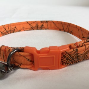 Halloween Cat Collar | Orange Spiderweb, Breakaway Kitten Collar