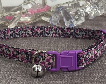 Liberty of London Cat Collar | Kitten Collar | Purple Floral Collar | Breakaway Collar | Safety Cat Collar |