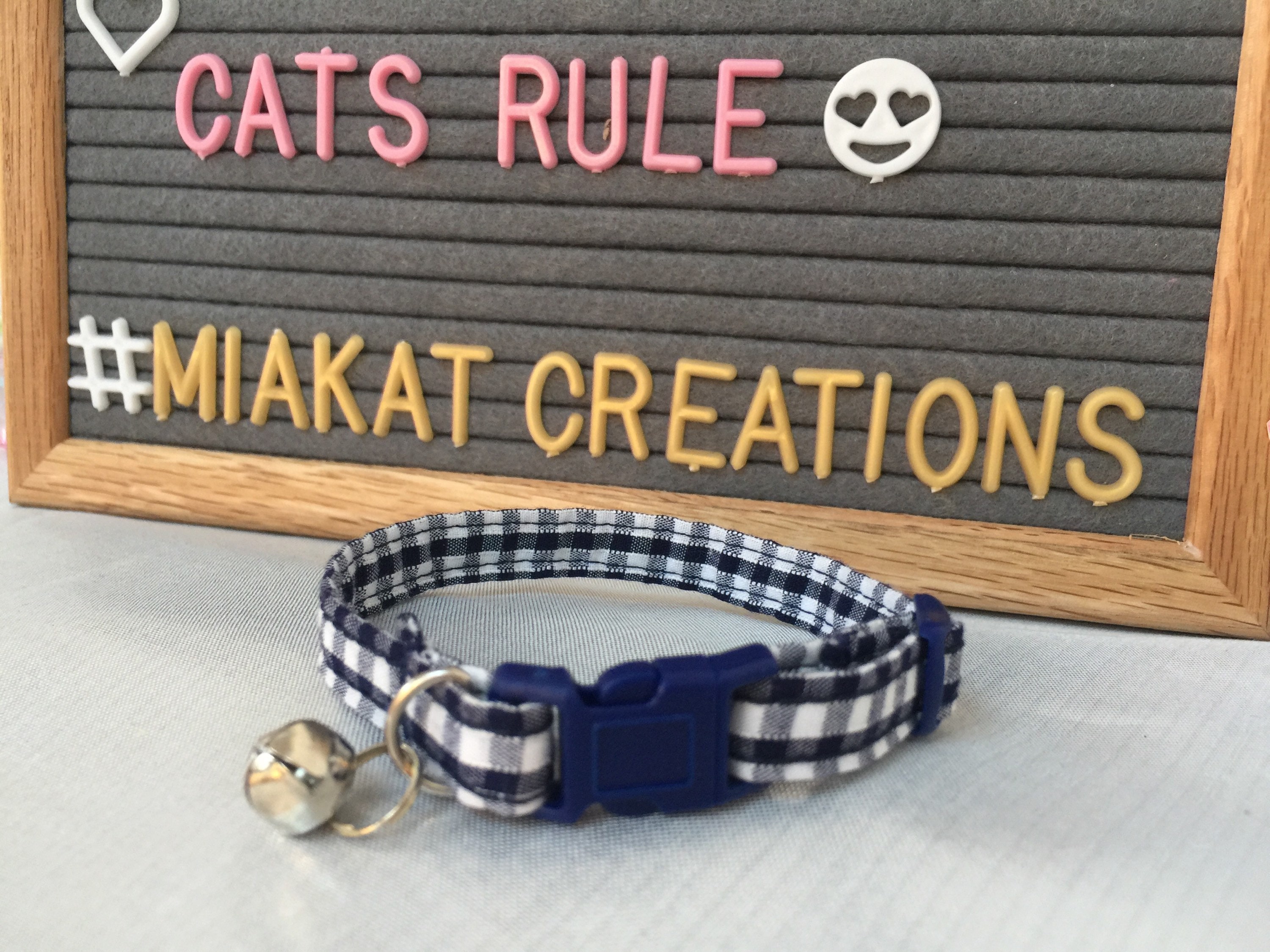Boys Cat Collar Kitten Collar Blue Cat Collar Gingham Etsy