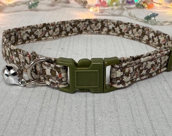Brown Floral Liberty of London Cat Collar | Breakaway Kitten Collar