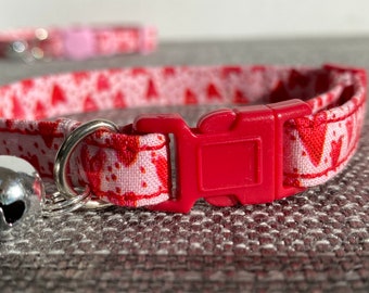 Red Collar | Cat Safety Collar | Kitten Safety Collar | Valentine Cat Collar | Kitten Collar | Red Collar | Love Heart Collar