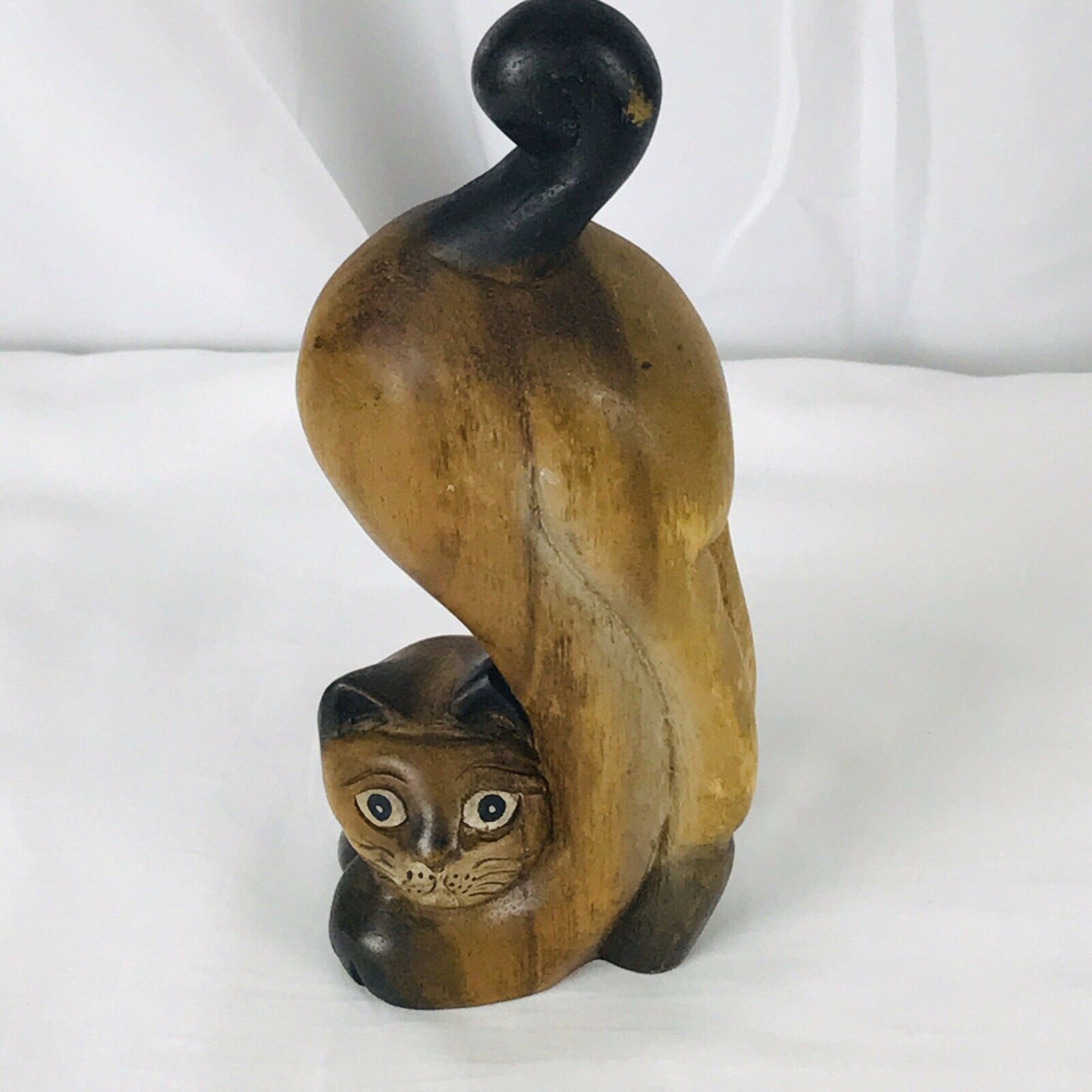 Hand Carved Wood Cat Figurine Folk Art Etsy