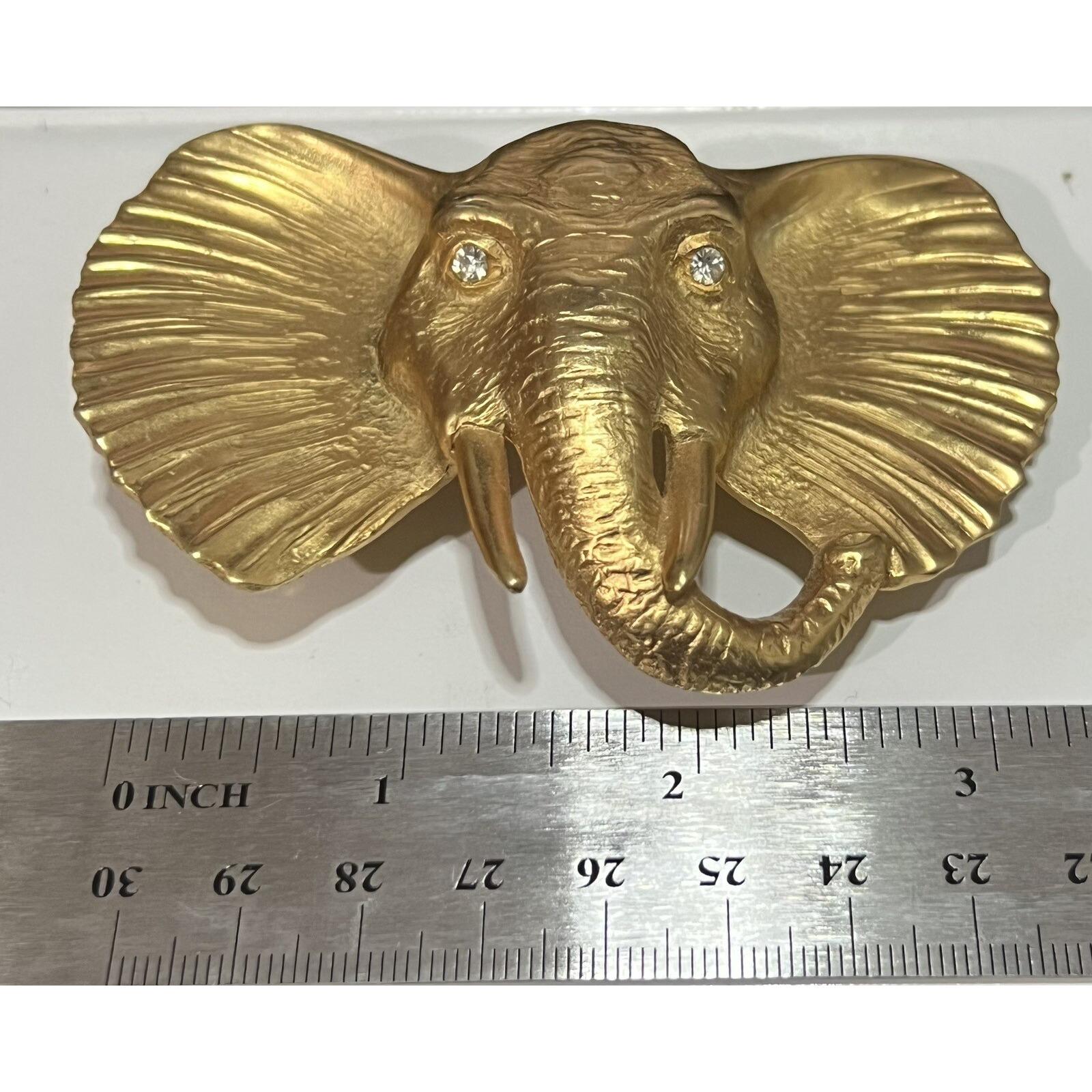VTG rare Doreen Ryan elephant belt buckle  Trunk Up DR 93 Signed LARGE Signed PAQUETTE Elephants Belt Buckle Vintage Statement  main image 4