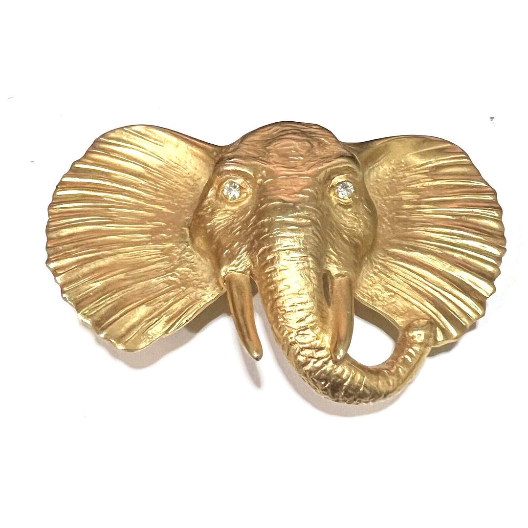 VTG Rare Doreen Ryan Elephant Belt Buckle Trunk up DR 93  display picture 3