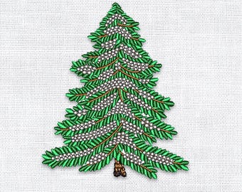 Snowy Christmas Tree Embroidery Design: Evergreen Branches (3") (Digital Download)