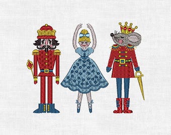 Nutcracker Ballet Embroidery Design: Ballerina, Mouse King (Digital Download)