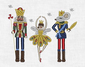 Nutcracker Ballet Embroidery Design: Ballerina, Mouse King (Digital Download)
