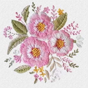Flower machine embroidery design. Floral embroidery files.