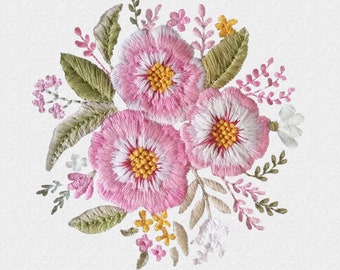 Flower machine embroidery design. Floral embroidery files.