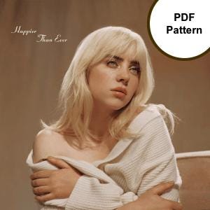 Billie Eilish Cross Stitch Pattern Happier Than Ever Album Cover Art PDF Download