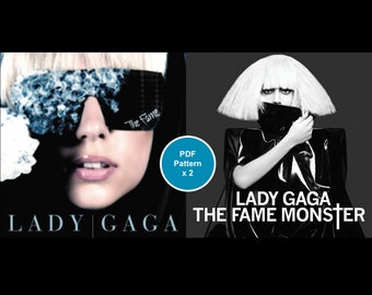 SPECIAL OFFER: Lady Gaga Cross Stitch Pattern The Fame + The Fame Monster Album Cover Art PDF Download