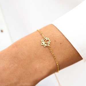 Lotus flower bracelet gold | Chain bracelet silver | Stainless steel bracelet | chain bracelet silver | Lotus jewelry gold