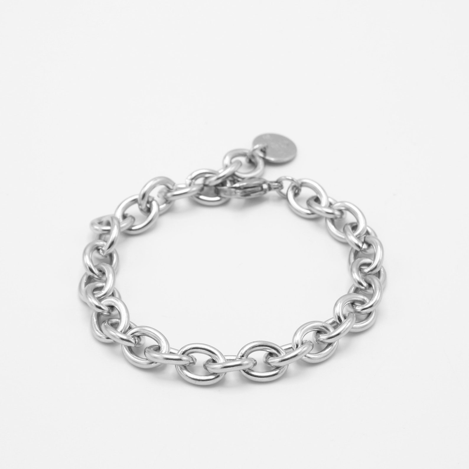 Chunky Chain Bracelet Silver Stainless Steel Bracelet Link Etsy