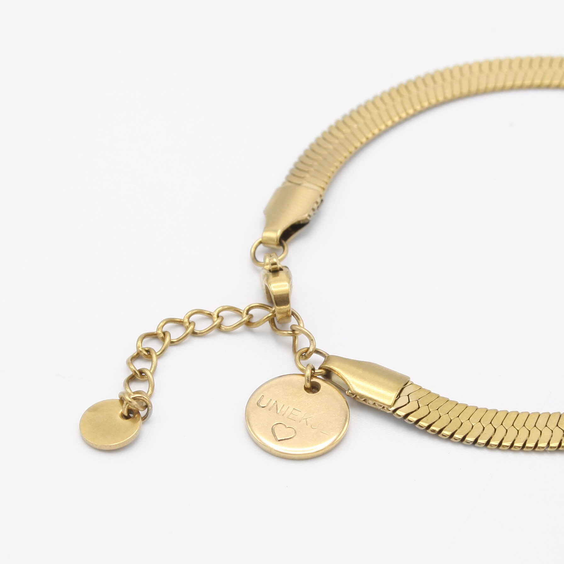 Flat snake chain bracelet silver gold Stainless steel | Etsy