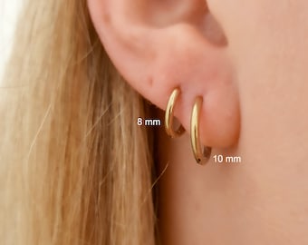 Surgical steel small huggie hoop earrings gold, silver, stainless steel hoops gold, hypoallergenic earrings sensitive ears, tiny creoles