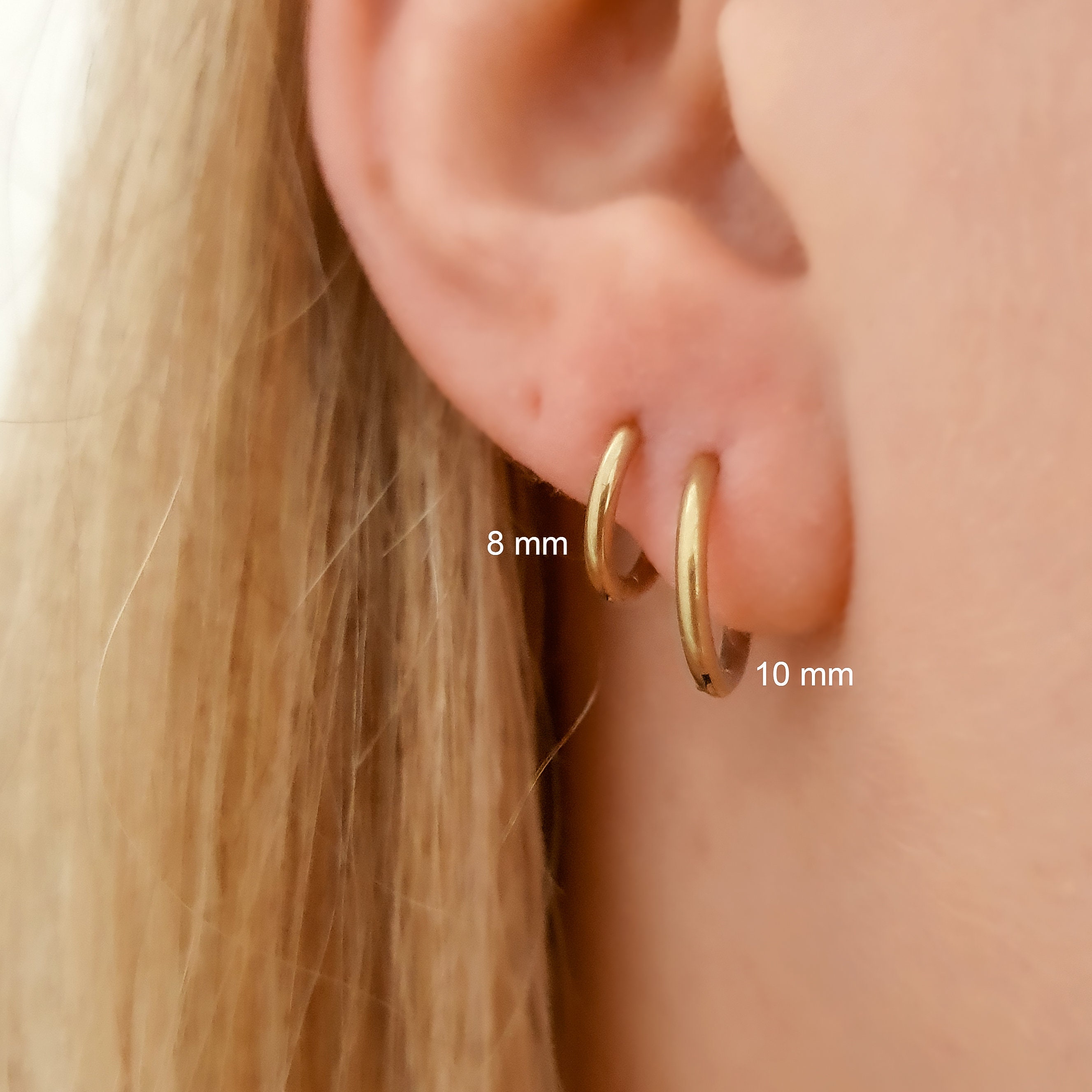 Surgical Steel Small Huggie Hoop Earrings Gold Silver Stainless