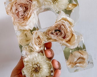 Alphabet Buchstabe konservierter Blumenstrauß-Block, getrocknete Blume 3D-Buchstabe-Block, Brautstraußerhaltung, Hochzeitsgeschenk