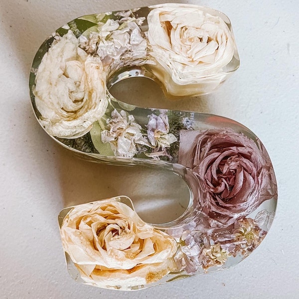 Wedding Floral Preservation | Flower Preservation | Bridal Bouquet Preservation | Resin Floral Letter | Bridal Gift | Letter Custom A-Z