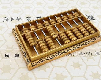 Vintage miniature brass abacus - bohemian boho eclectic global decor home style - library desk decor chinese counting #7599