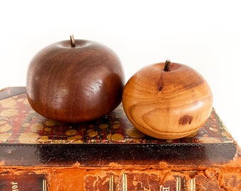 x2 hand turned wood apples - Bohemian Boho Eclectic Global Home Decor Style - wooden fruit Tasmania #7707