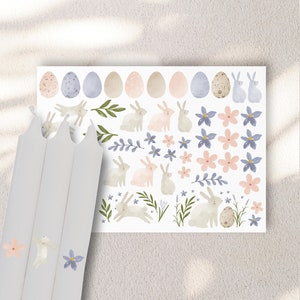 Kerzentattoos Oster-Motive watercolor A5 | Wasserschiebefolie| Kerzen dekorieren | Ostergeschenk | Kerzensticker | Frühling | Keramiksticker