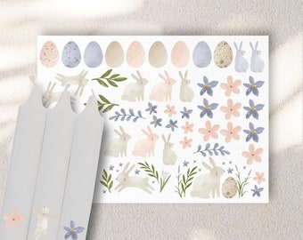 Candle tattoos Easter motifs watercolor A5 | water slide film| Decorate candles | Easter gift | Candlesticker | Spring | ceramic sticker