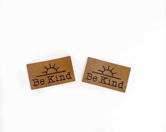 5 Aufnäher Kunstleder Be Kind | Label | nähen | für kinder | DIY | Iron on | aufbügelbar | Kunstleder | vegan