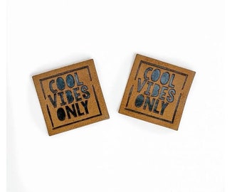 5 Faux Leather Patches Cool Vibes Only | labels | sew | for children | DIY | iron on | iron-on | faux leather | vegan